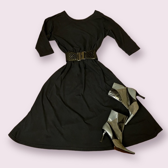 DOTD! Vintage Black Dress + Vintage Patchwork Booties - Picture 1 of 3